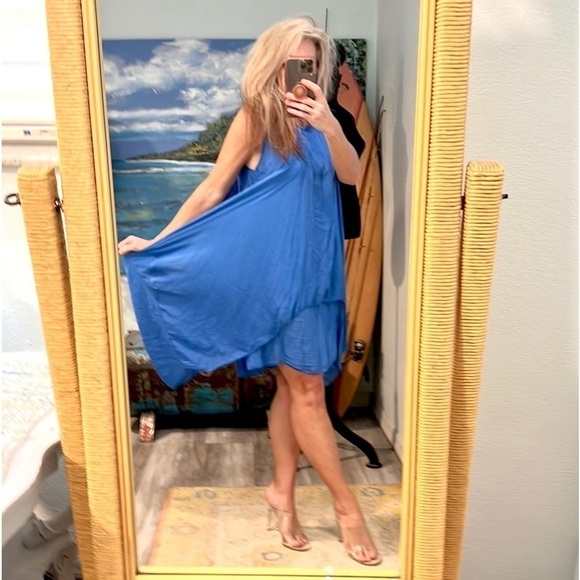 Simply Couture Gorgeous &Vibrant Blue Dress,Draped Layers,Soft, Romantic,Size M - Picture 13 of 16